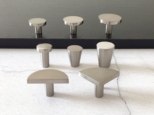 Minimalist Cabinet Knobs, Brushed Nickel Drawer Pulls, Modern Kitchen Hardware