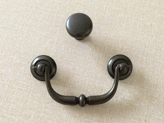 3.25" Dark Antique Bronze Drop Bail Drawer Handle, Vintage Style Appliance Pull