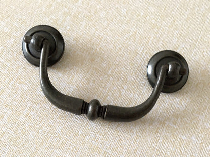 3.25" Dark Antique Bronze Drop Bail Drawer Handle, Vintage Style Appliance Pull