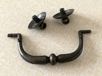 3.25" Dark Antique Bronze Drop Bail Drawer Handle, Vintage Style Appliance Pull