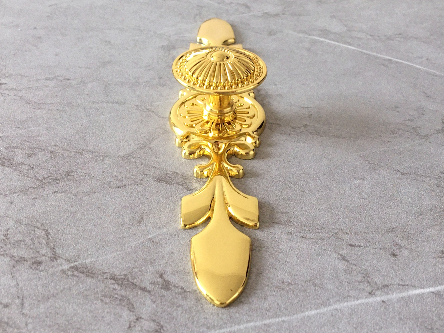 Polished Gold Cabinet Knob with Floral Backplate - LynnsHardware