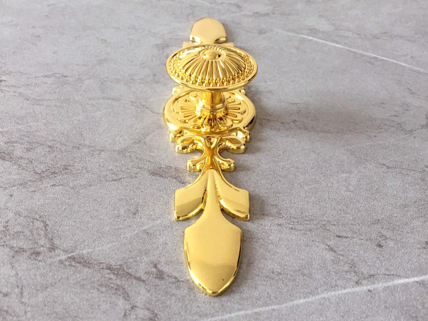 Polished Gold Cabinet Knob with Floral Backplate - LynnsHardware