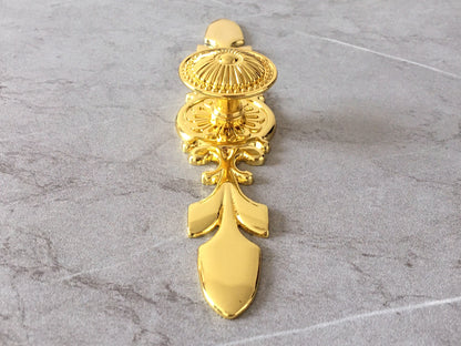 Polished Gold Cabinet Knob with Floral Backplate - LynnsHardware