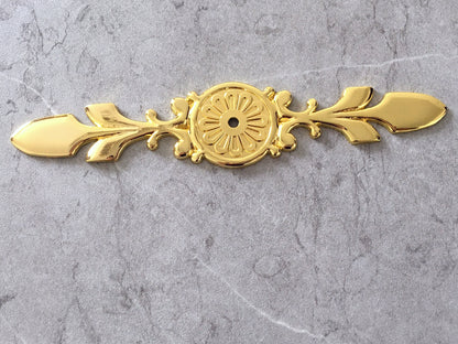 Polished Gold Cabinet Knob with Floral Backplate - LynnsHardware