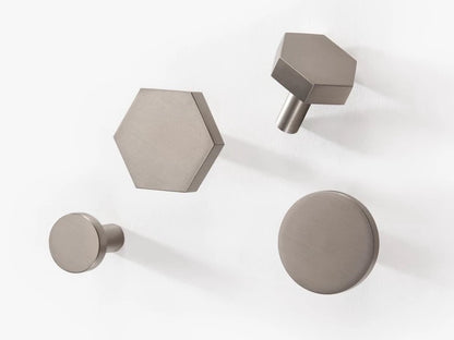 Solid Brass Geometric Nickel Cabinet Knobs in Hexagonal and Round shapes