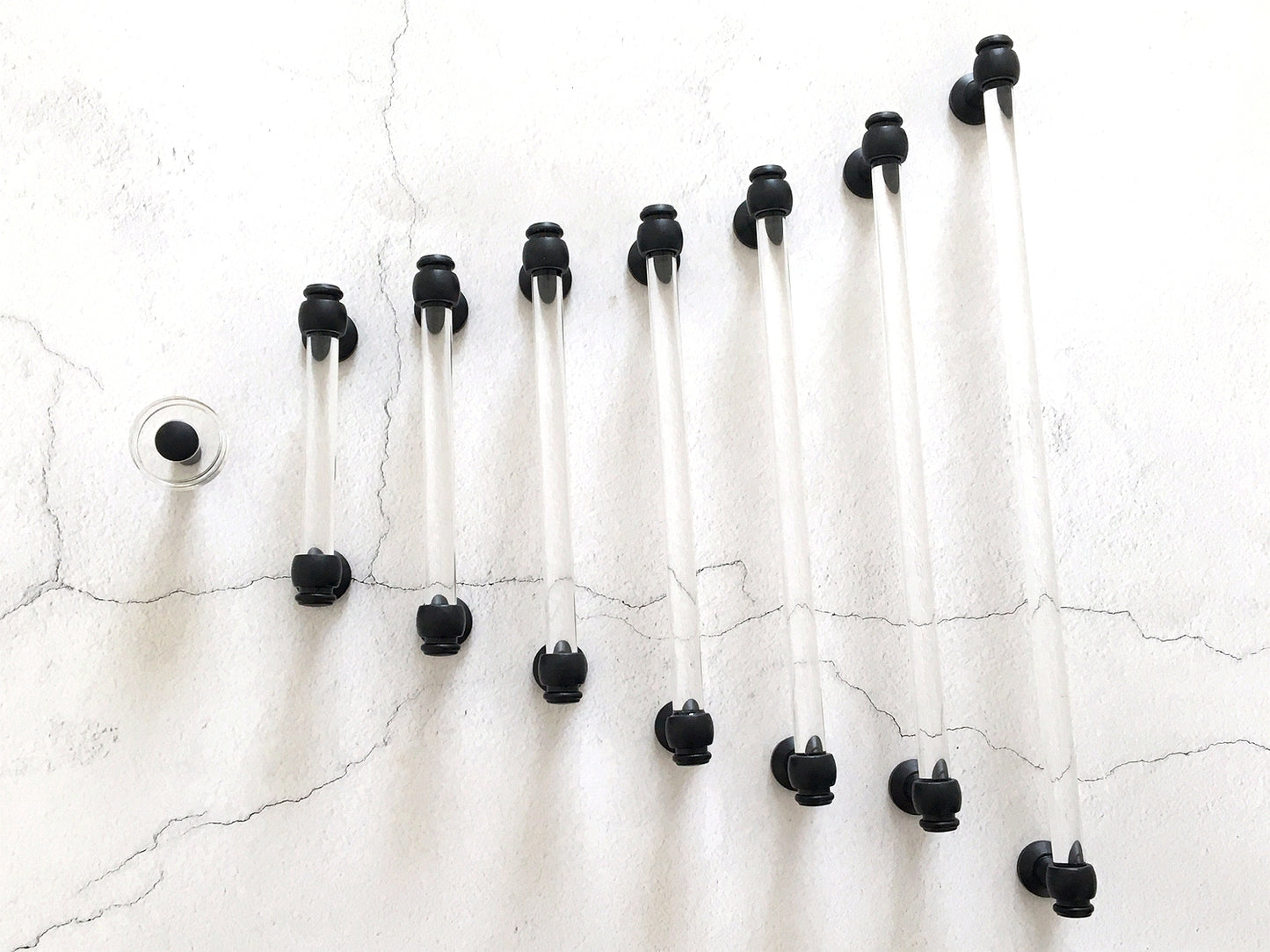 Acrylic Drawer Pulls, Lucite Cabinet Bar Handles, Matte Black Clear, Kitchen Hardware