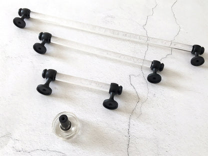 Acrylic Drawer Pulls, Lucite Cabinet Bar Handles, Matte Black Clear, Kitchen Hardware