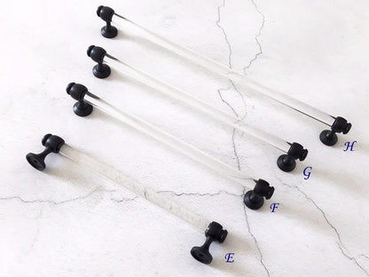 Acrylic Drawer Pulls, Lucite Cabinet Bar Handles, Matte Black Clear, Kitchen Hardware