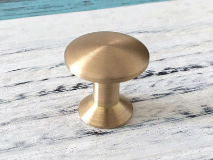 Solid Brass Cup Pull & Drawer Knob, Unlaquered Brass / Raw Brass