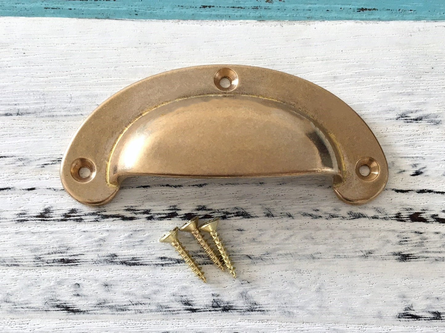 Solid Brass Cup Pull & Drawer Knob, Unlaquered Brass / Raw Brass
