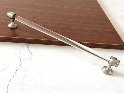 Acrylic Drawer Pulls, Lucite Cabinet Handles, Brushed Nickel Clear, Kitchen Hardware