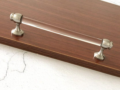 Acrylic Drawer Pulls, Lucite Cabinet Handles, Brushed Nickel Clear, Kitchen Hardware