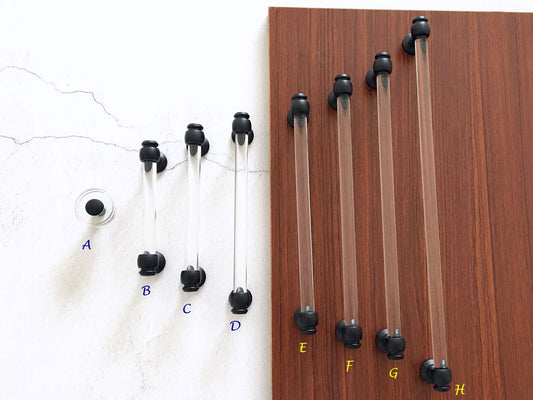 Acrylic Drawer Pulls, Lucite Cabinet Bar Handles, Matte Black Clear, Kitchen Hardware