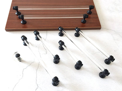 Acrylic Drawer Pulls, Lucite Cabinet Bar Handles, Matte Black Clear, Kitchen Hardware