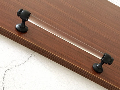 Acrylic Drawer Pulls, Lucite Cabinet Bar Handles, Matte Black Clear, Kitchen Hardware