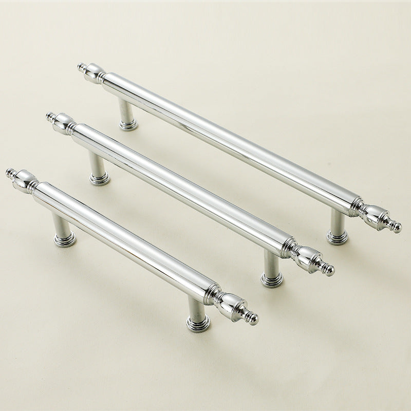 Brass Cabinet Bar Pull, Shiny Silver Drawer Knob, Polished Chrome