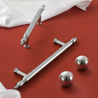 Brass Cabinet Bar Pull, Shiny Silver Drawer Knob, Polished Chrome