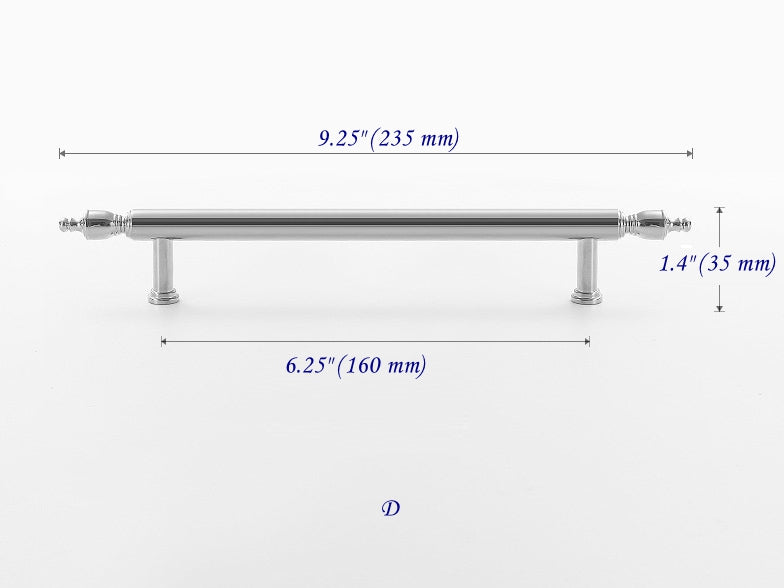 Brass Cabinet Bar Pull, Shiny Silver Drawer Knob, Polished Chrome