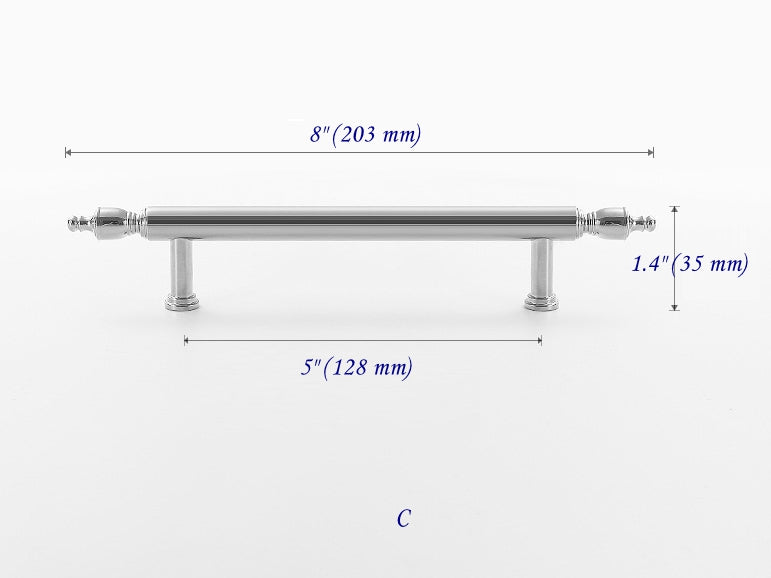 Brass Cabinet Bar Pull, Shiny Silver Drawer Knob, Polished Chrome