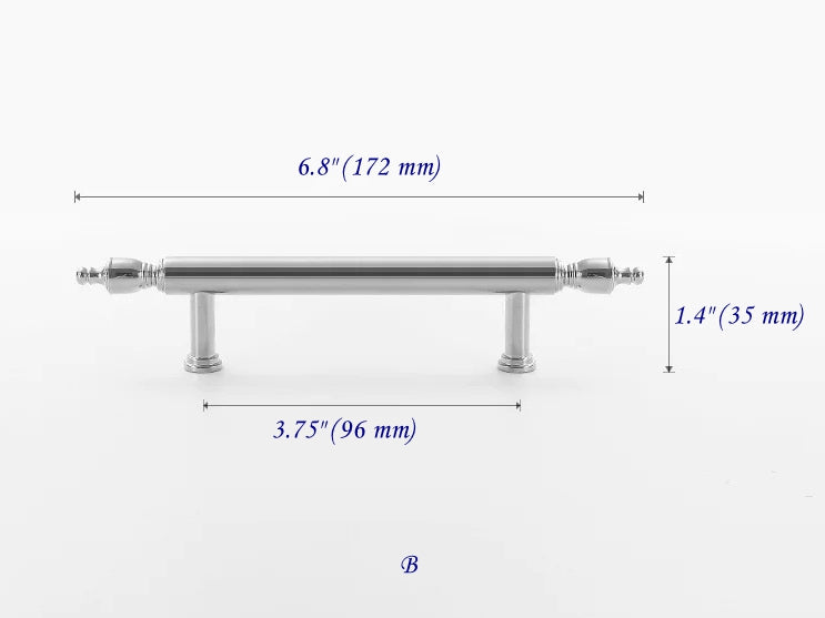 Brass Cabinet Bar Pull, Shiny Silver Drawer Knob, Polished Chrome