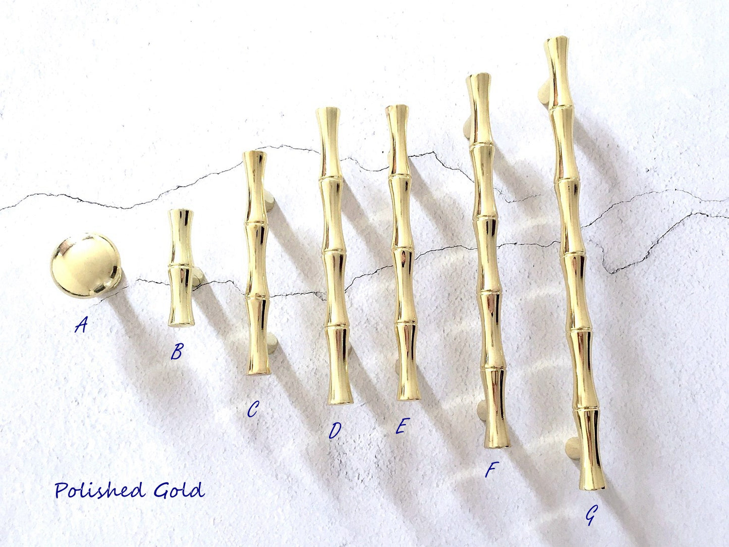 Gold Bamboo Cabinet Pulls and Drawer Knobs, MCM Kitchen Hardware