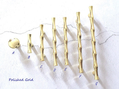 Gold Bamboo Cabinet Pulls and Drawer Knobs, MCM Kitchen Hardware