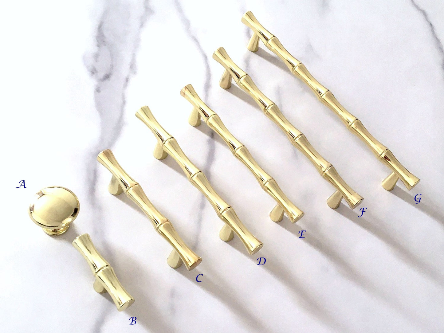 Gold Bamboo Cabinet Pulls and Drawer Knobs, MCM Kitchen Hardware
