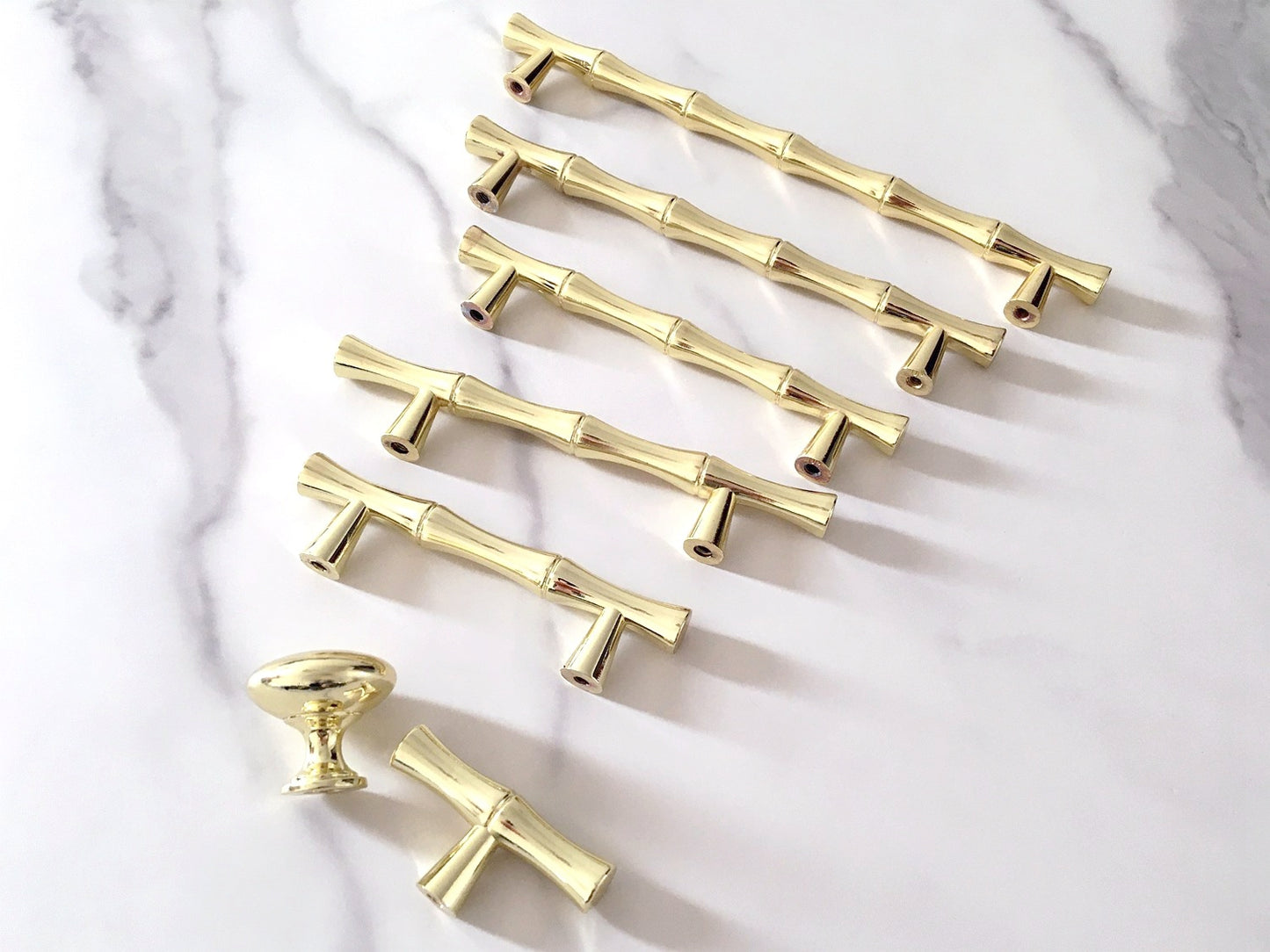 Gold Bamboo Cabinet Pulls and Drawer Knobs, MCM Kitchen Hardware