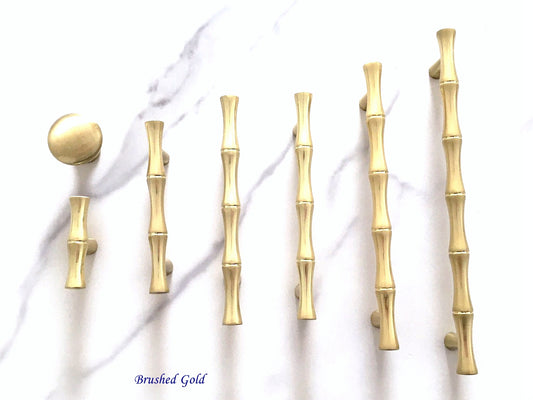 Gold Bamboo Cabinet Pulls and Drawer Knobs, MCM Kitchen Hardware