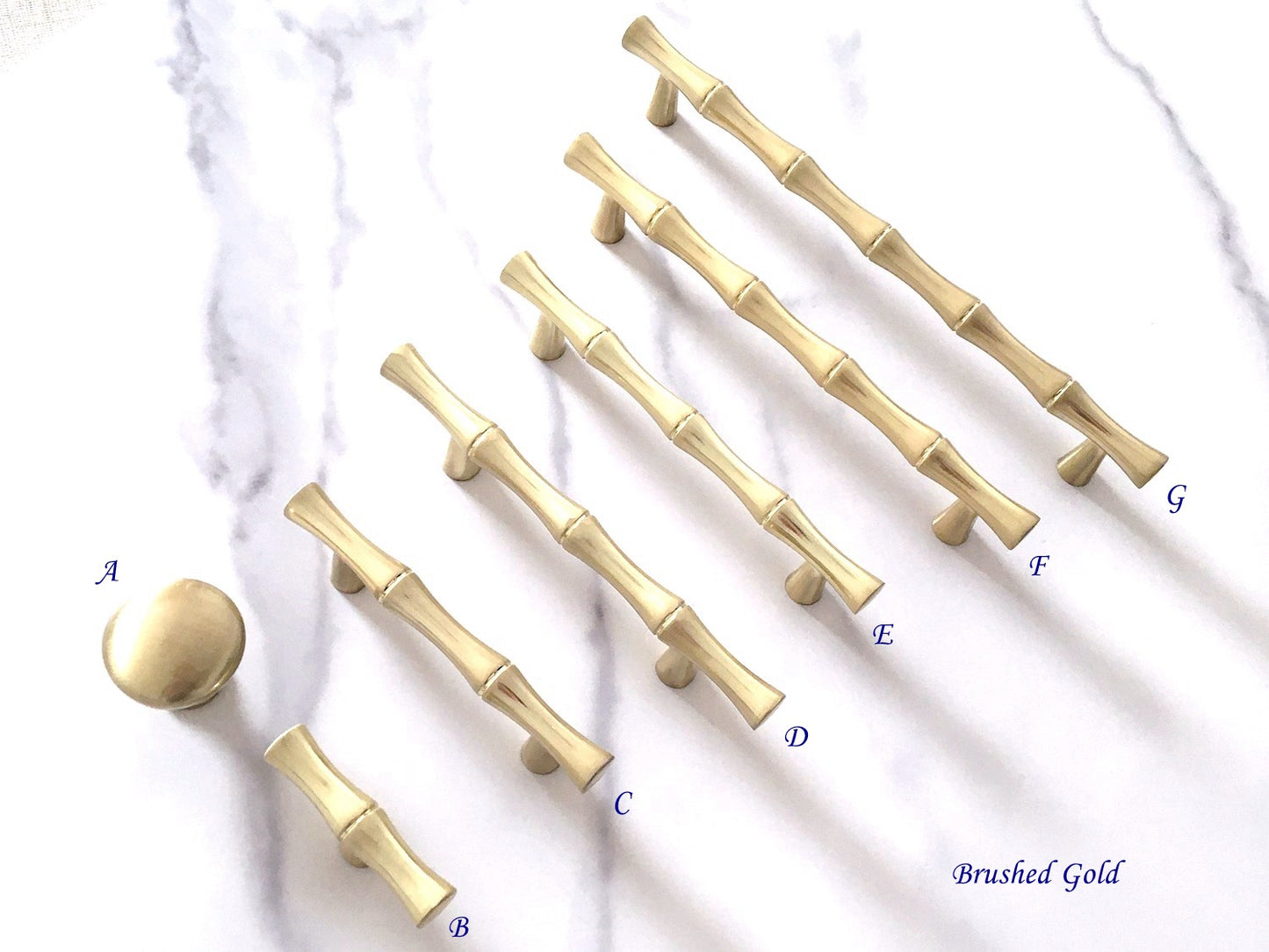 Gold Bamboo Cabinet Pulls and Drawer Knobs, MCM Kitchen Hardware