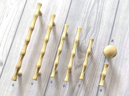 Bamboo Cabinet Pulls and Drawer Knobs, Brushed Gold | Lynns Hardware
