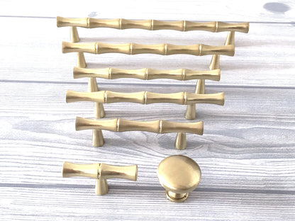 Bamboo Cabinet Pulls and Drawer Knobs, Brushed Gold | Lynns Hardware