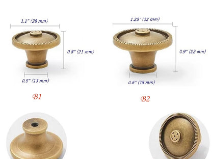 Solid Brass Cabinet Button Knob - Antique Bronze
