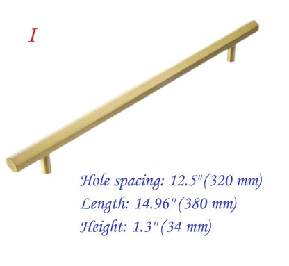 Solid Brass Hexagonal Cabinet Bar Handles, Geometric Kitchen Hardware