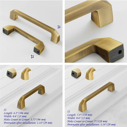 Bronze Cabinet Handles, Solid Brass, Mid Century Vanity Pulls, Retro Kitchen Hardware