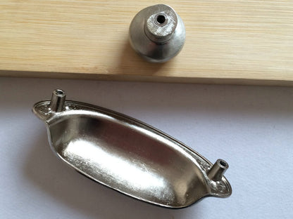 3.5" Centers Modern Cup Drawer Pull - Brushed Nickel Steel