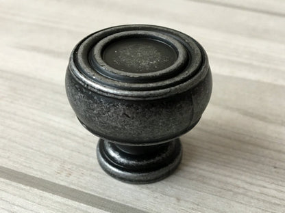 3.75" 5" Antique Pewter Cabinet Pull & Knob - Rustic/Industrial
