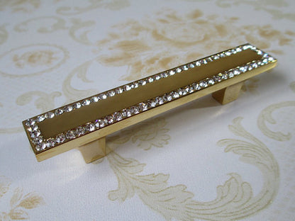 2.5" 3.75" Gold Crystal Drawer Pull, Square Glass Cabinet Knob, Kitchen Hardware 64 96 mm