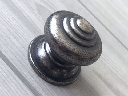 Dia 1.5" Antique Pewter Drawer Knob - Rustic Vintage Look