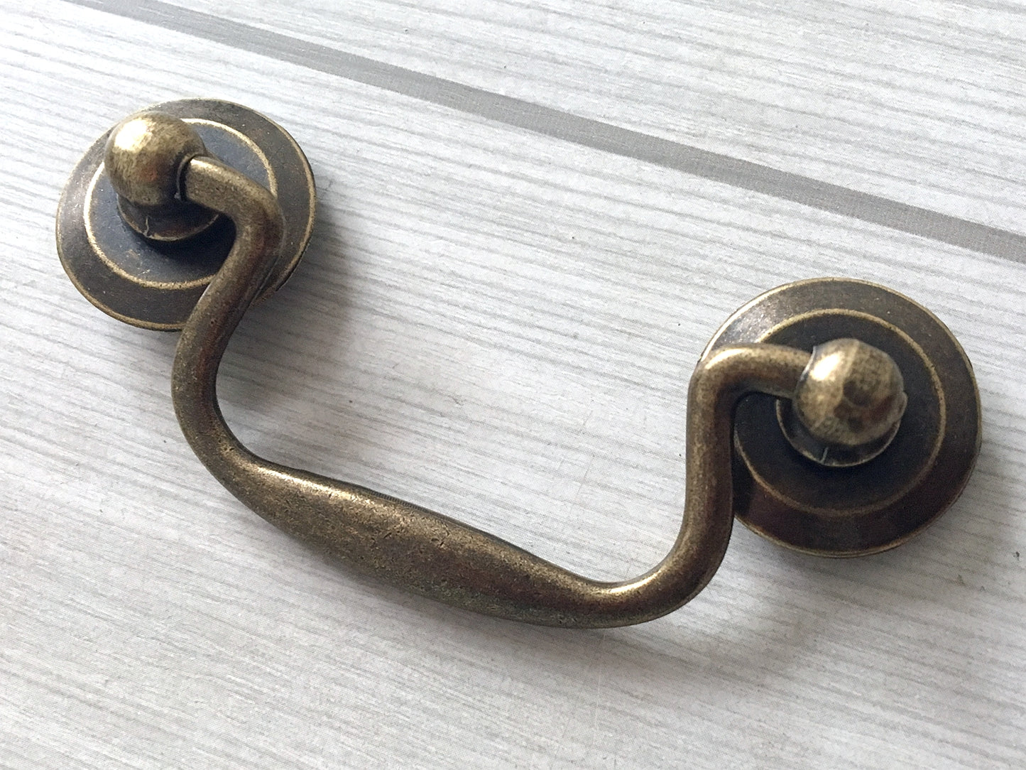 2.75" Swing Bail Drawer Pull, Swan-neck Handle, Antique Bronze, Brushed Nickel