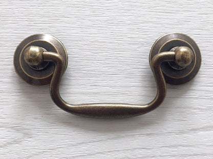 2.75" Swing Bail Drawer Pull, Swan-neck Handle, Antique Bronze, Brushed Nickel