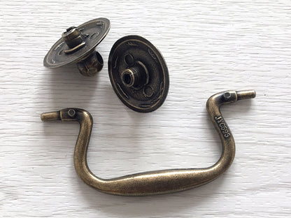 2.75" Swing Bail Drawer Pull, Swan-neck Handle, Antique Bronze, Brushed Nickel