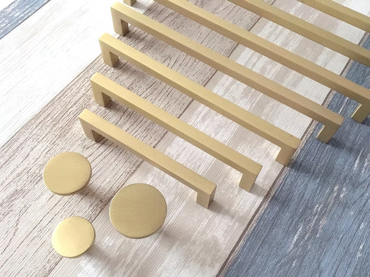Gold Cabinet Pulls Square Drawer Handles Kitchen Lynns Hardware