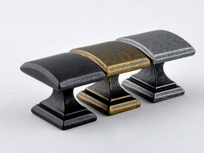 3" Bow Drawer Pull & Rectangular Knob - Rustic/Industrial