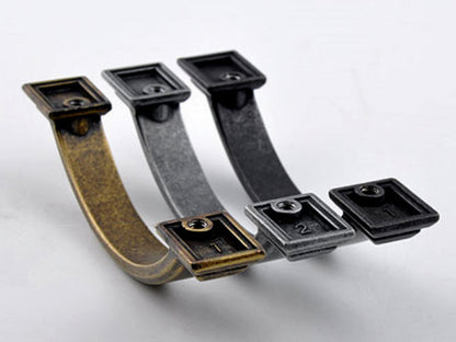 3" Bow Drawer Pull & Rectangular Knob - Rustic/Industrial