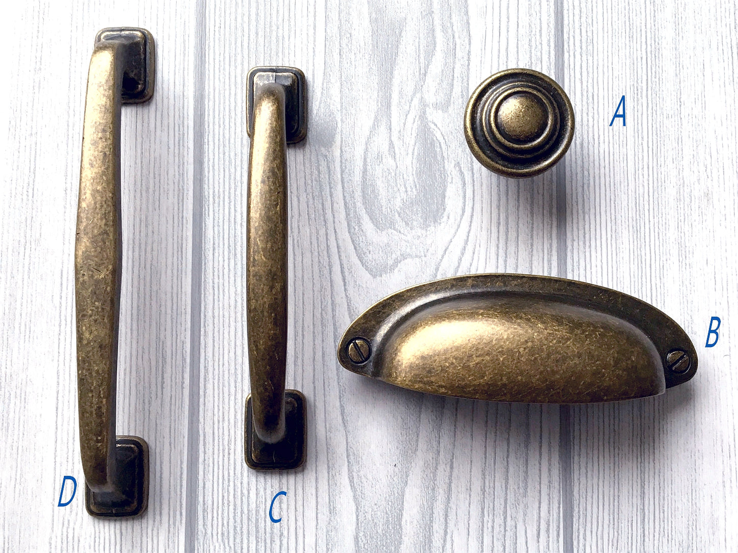 4" 5" Centers Antique Bronze Drawer Handle & 3.5" Cup Pull, Rustic Retro Kitchen Hardware