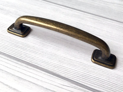 4" 5" Centers Antique Bronze Drawer Handle & 3.5" Cup Pull, Rustic Retro Kitchen Hardware