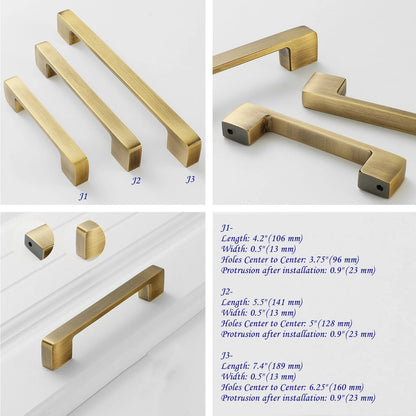 Bronze Cabinet Handles, Solid Brass, Mid Century Vanity Pulls, Retro Kitchen Hardware