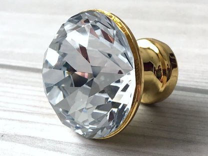 3.75" 5" Gold Crystal Cupboard Pull, Glass Cabinet Handle