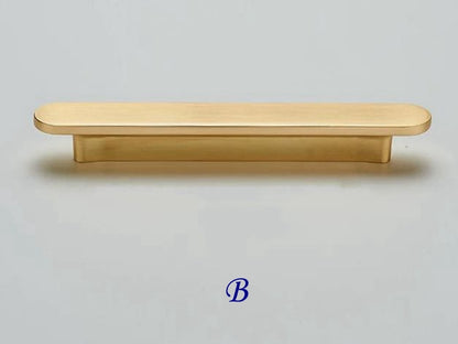 Flat Cabinet Pull Handles, Round Ends, Brushed Nickel, Brushed Gold, Black